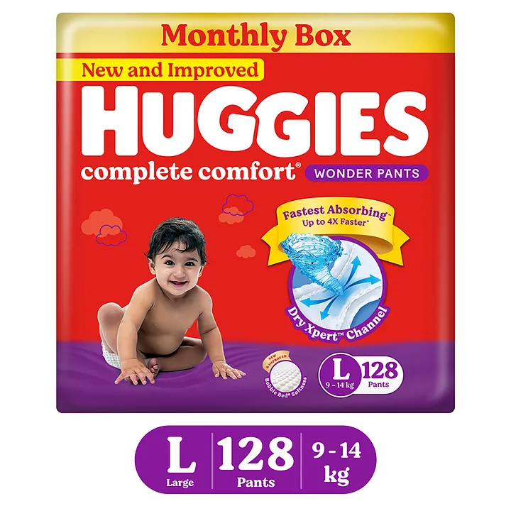 Buy Huggies Complete Comfort Wonder Pants,Large (L) Size Baby Diaper Pants,(64  count) (9-14Kg) with 5 in 1 Comfort Online at Low Prices in India -  Amazon.in