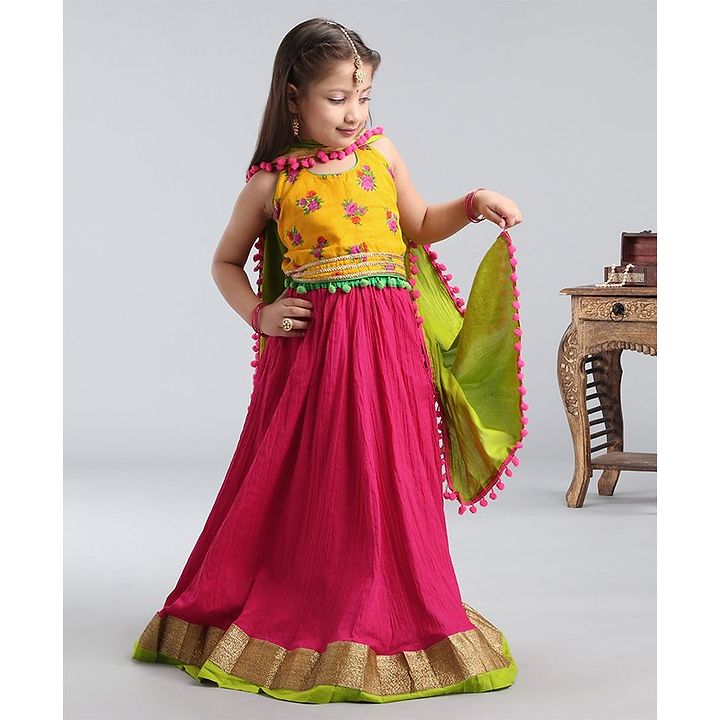 Buy Kids Chakra Flower Printed Sleeveless Tassel Decorated Choli