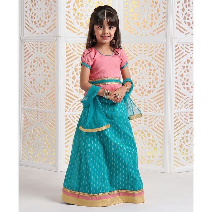 Buy Ridokidz Half Sleeves Peplum Style Choli With Dupatta