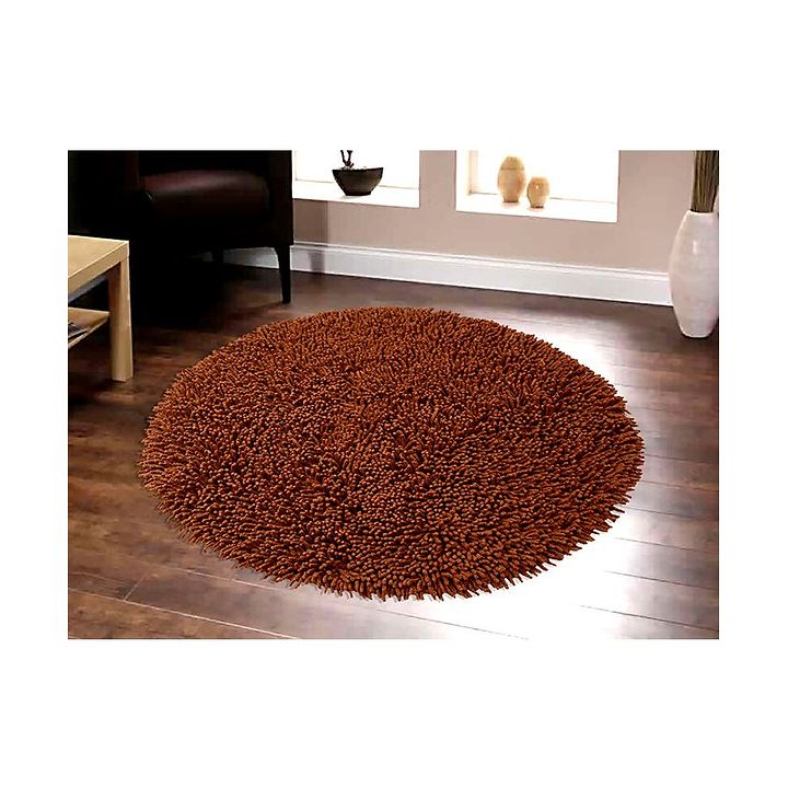 Saral Home Pure Cotton Round Shaped Shaggy Mat Brown Info 3 To 14 Years Diameter 120 Cm 100 Cotton Very Soft Anti Slip Mat