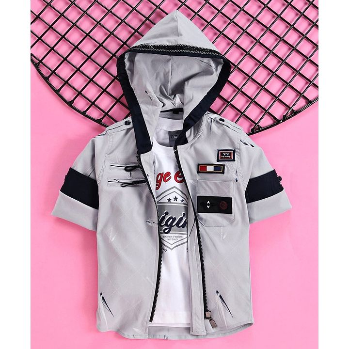 half sleeve hooded jacket