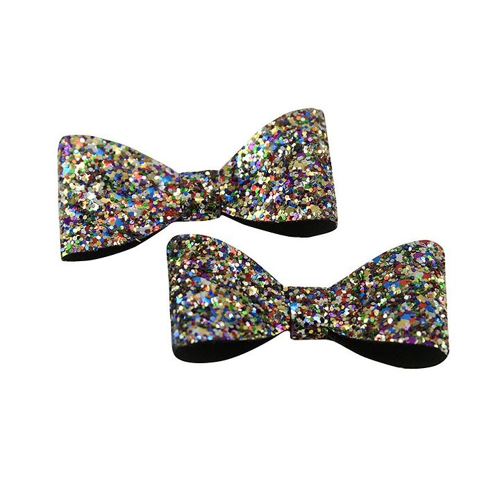 Aye Candy Set Of 2 Glittery Bow Hair Clips Multi Colour For Girls