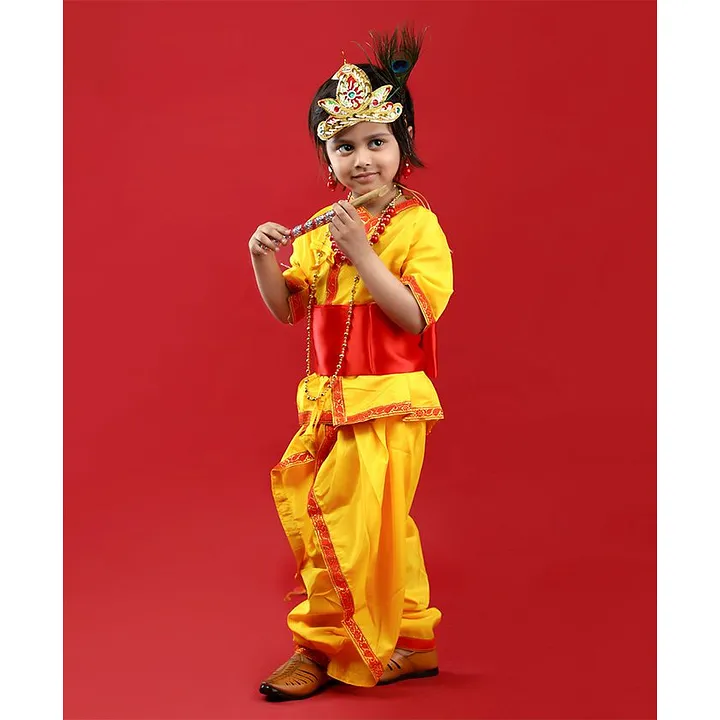 Buy BookMyCostume Half Sleeves Krishna Janmashtami Fancy Dress Costume  Yellow for Boys (5-6Years) Online in India, Shop at FirstCry.com - 3289106