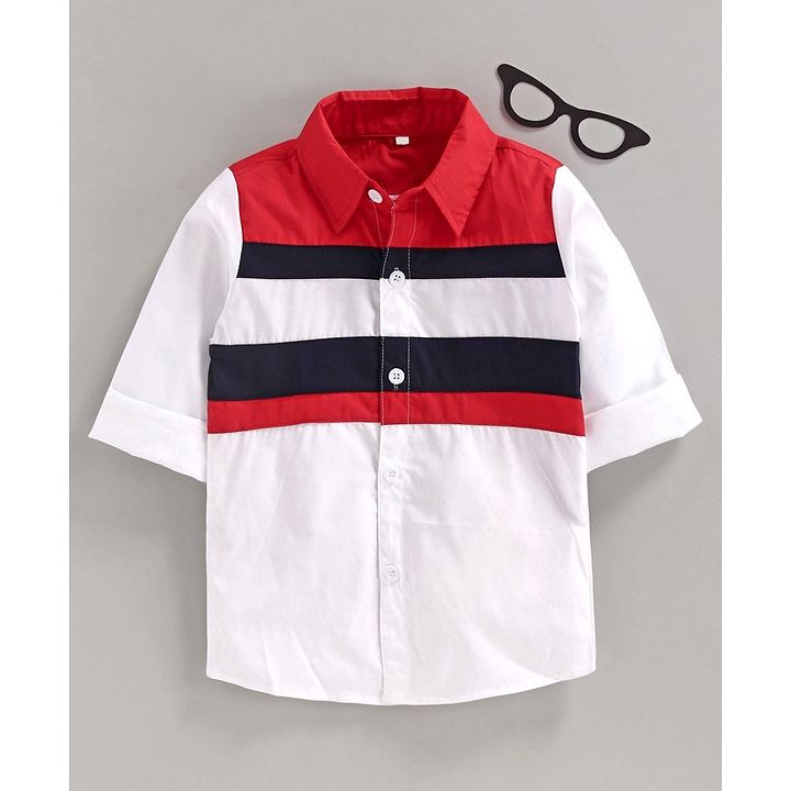 red shirt white sleeves