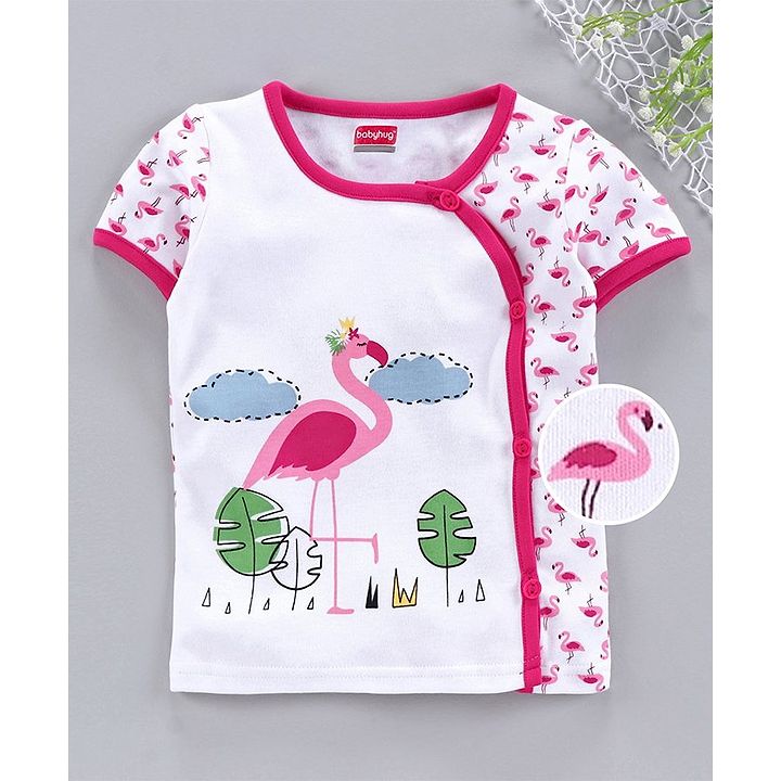 Pink Semicircle Flamingo Boys Short-Sleeved Shirts