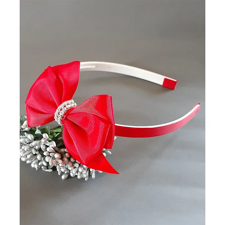 Leather Bow Hair Band  Red  Knotty Ribbons