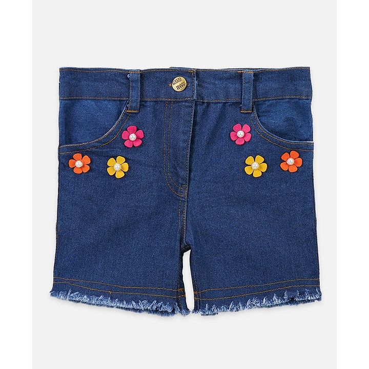denim flower shorts