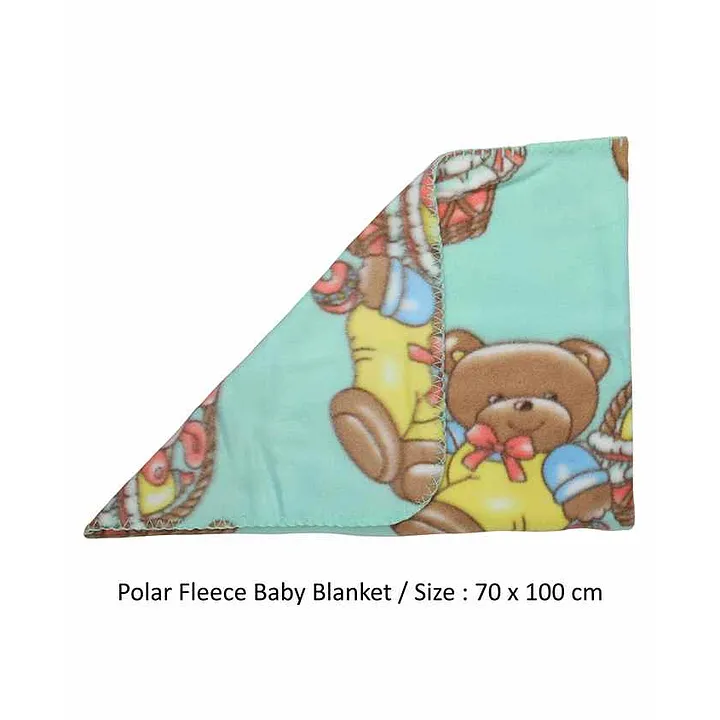 LuvLap Polar Fleece Baby Blanket Teddy Design Sea Green Online in