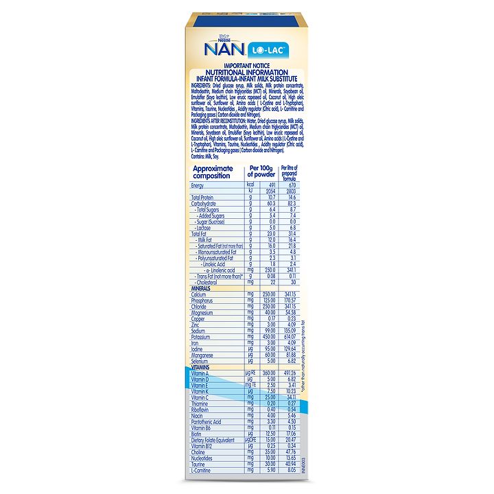 Nestle Nan Lo Lac Infant Formula Powder Upto 24 Months 0 Gm Bag In Box Pack Online In India Buy At Best Price From Firstcry Com