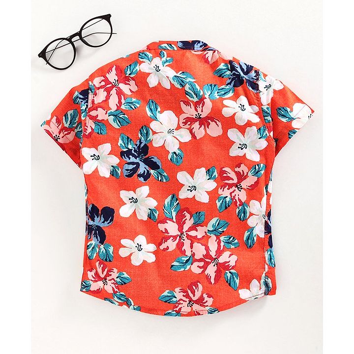 floral print half shirt