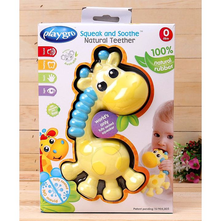 playgro squeak and soothe natural teether