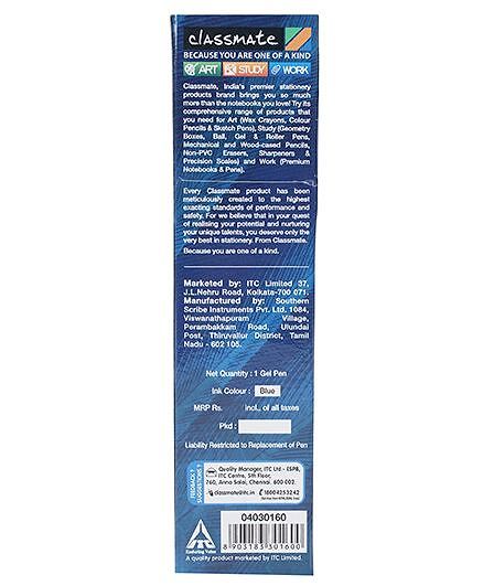 Classmate Instaglide Gel Pen Blue Online In India Buy At Best Price From Firstcry Com 735070