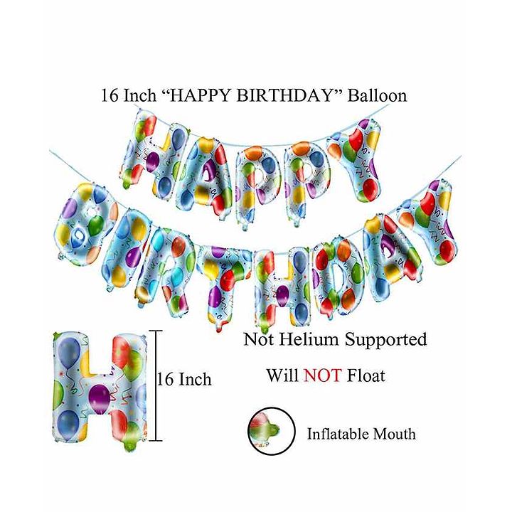 amfin happy birthday foil balloon banner blue  length 122