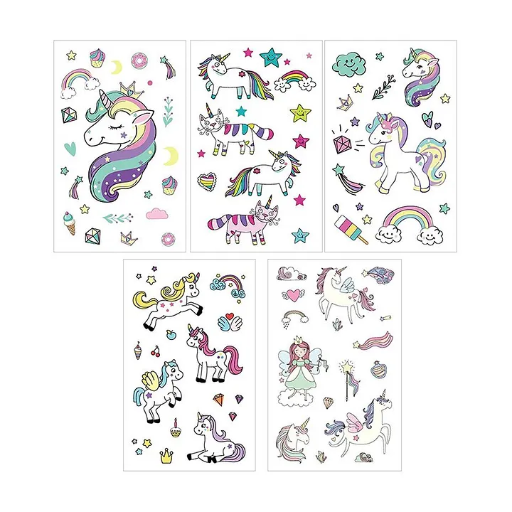 30 Designs Colourful Unicorn Temporary Tattoos for Kids Birthday Party  Supplies  eBay