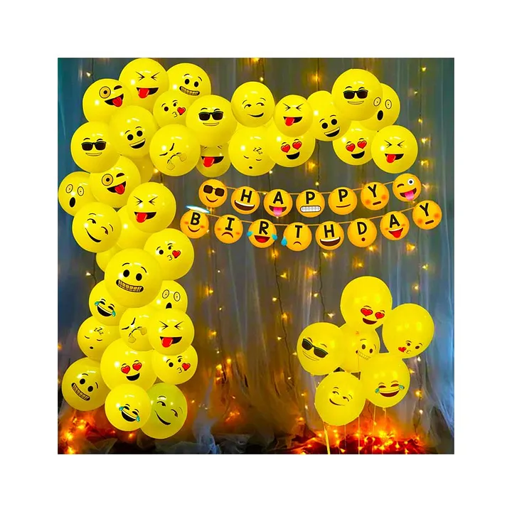 Party Propz Emoji Theme Birthday Decoration Kit Yellow Pack Of 52 ...
