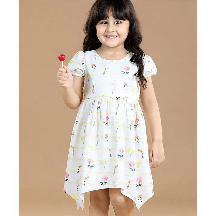 Cotton Party Wear Girls Half Sleeves Frock