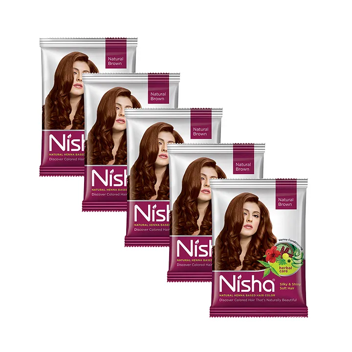 Buy Nisha Hair Color Dye Henna Based Natural Hair Color Powder Without  Ammonia Natural Brown Colour 15Gm Pack of 10 Online at Low Prices in India  - Amazon.in