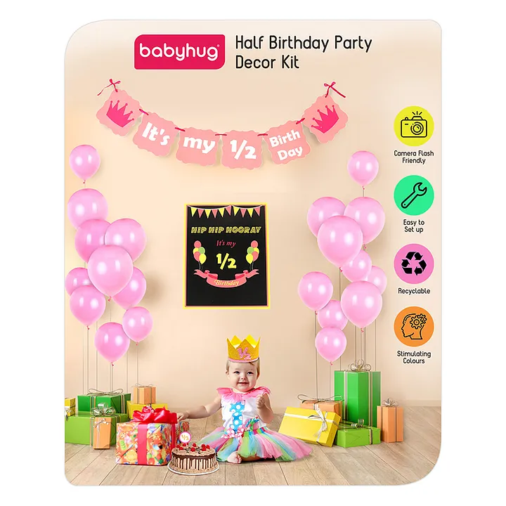 Buy Zyozique Baby Girl's Boss Half Birthday Theme Party Supplies for Girls  Baby Half Birthday Decoration Online at Best Prices in India - JioMart.