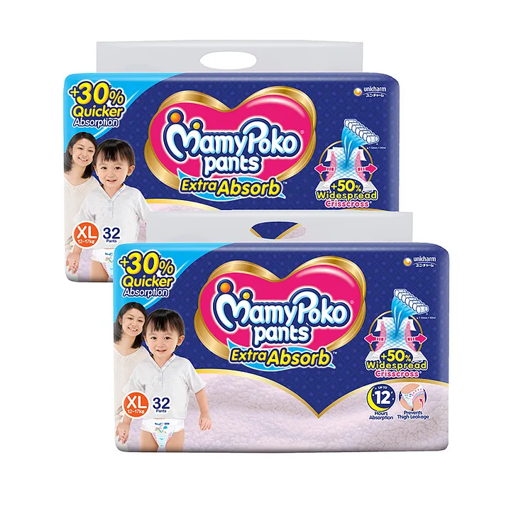 Buy MamyPoko Extra Absorb Pants Style Diapers (Extra Large) 32 - (Pack of  2) Online at Firstcry.com