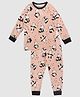 Little Marine Full Sleeves All Over Panda Printed Night Suit - Peach