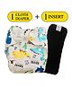 Babymoon Washable & Reusable Cloth Diaper  With Insert Dragon Print Pack of 2 - Multicolor