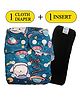 Babymoon Washable & Reusable Cloth Diaper  With Insert Universe Print Pack of 2 - Multicolor
