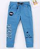 Earth Conscious Full Length Text Printed Track Pants - Blue