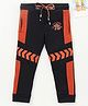 Earth Conscious Full Length Colour Block Pattern Track Pants - Orange & Black