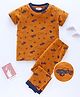 Earth Conscious Half Sleeves Car Print Night Suit - Orange