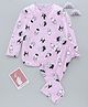 Earth Conscious Full Sleeves All Over Queen Printed Night Suit - Purple