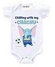 KNITROOT Short Sleeves Chilling With My Chachu Print Onesie - White