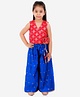 Twisha Sleeveless Latkan Embellished Motif Print Top With Contrast Palazzo Pants - Red Blue