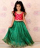 Twisha Cap Sleeves Brocade Choli With Flared Contrast Lehenga - Red Green