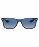 RAY-BAN Junior New Wayfarer Unisex Sunglass With Transparent Blue Frame & Grey Gradient Dark Blue Lens