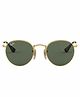 RAY-BAN Junior Round Metal  Metal Unisex Sunglass With Gold Frame & Dark Green Lens