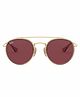 RAY-BAN Junior Round Double Bridge  Metal Unisex Sunglass With Gold/Pink Frame & Dark Violet Lens