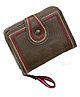 SYGA PU Leather Mini Zipper Bi Fold Wallet With Border Stripes - Green