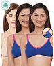 Inner Sense Pack Of 3 Organic Antimicrobial Laced Soft Nursing Bra - Blue & Cream