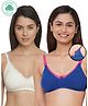 Inner Sense Pack Of 2 Organic Antimicrobial Laced Soft Nursing Bra - Blue & White