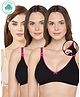 Inner Sense Pack Of 3 Organic Antimicrobial Laced Soft Nursing Bra - Black & Cream