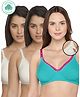 Inner Sense Pack Of 3 Organic Cotton Antimicrobial Soft Nursing Bra - White & Blue