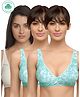 Inner Sense Floral Lace Pack Of 3 Organic Antimicrobial Sleeping Feeding Bra - Blue