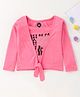 Vitamins Full Sleeves Knotted Top Text Print with Stonework - Pink