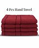 Sassoon Melrose 380 GSM Cotton Hand Towel Set of 4 - Burgundy