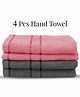 Sassoon Melrose Cotton Hand Towel Set Of 4 - Grey & Pink 