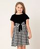 Cherry Crumble by Nitt Hyman Short Sleeves Bow Plaid Dress - Black