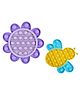 YAMAMA Pop Bubble Stress Relieving Silicone Flower and Honey Bee Pop It Fidget Toy Pack of 2 - Multicolor