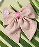Ribbon candy Bow On Alligator With Beads & Button Detailing - Beige