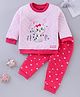 Little Darlings Full Sleeves Winter Wear Suits Cat Embroidery - Pink