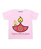 KNITROOT Diwali Theme Half Sleeves Little Phuljadi Print Tee - Pink